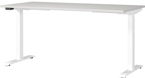 Germania Schreibtisch 7908-642, in Lichtgrau/Weiß, EL. höhenverstellb., 160 x 120 x 80 cm (BxHxT)