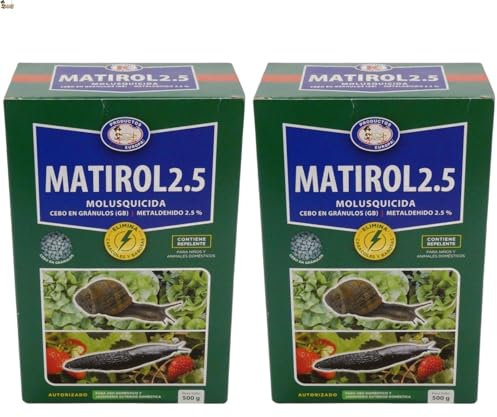 BricoLoco.com Anticaracoles y babosas con metaldehído granulado. Pack 2x500 grs Molusquicida en grano eliminador caracoles en plantas, huerto, jardín. Eliminar plaga caracoles. Con repelente (1 kg)