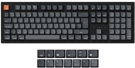 Keychron K10 Max Clavier Mécanique sans Fil Personnalisé, 2,4 GHz/Bluetooth/Cable Connection QMK Programmable, Lumière RGB Hot-Swap Rouge Switch Batterie 4000mAh pour Mac/Windows/Linux-FR Layout
