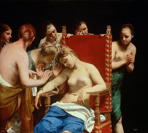 OuDeZjzhu Kunstdruck Leinwand Wandkunst Dekorative Leinwanddruck Malerei der Tod der Kleopatra von Guido Cagnacci WandgemäLde für Wanddekoration 60x90cm