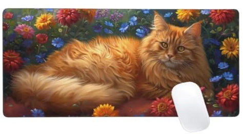 Brun Tapis de Souris XXL 900x400mm, Tapis de Souris Chat, Tapis Souris pour Clavier et Bureau, Étendu Tapis de Souris Gamer, Lavable Surface, Base Antidérapante, Améliorer Précision et Vitesse Z2-744
