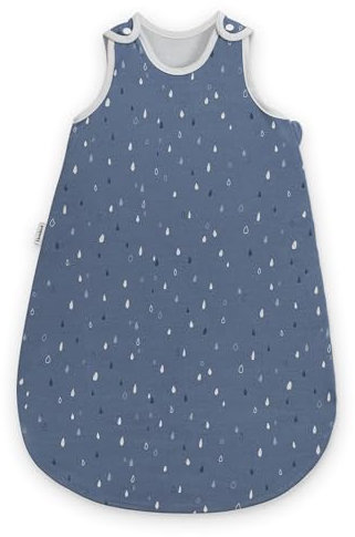 Ehrenkind® Baby Sommerschlafsack Rund | Bio-Baumwolle | Sommer Schlafsack Gr. 50/56 Jeansblau Tropfen | Schlafsack Baby Schlafsack Kinder