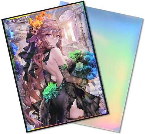 60 PCS Holographische Anime Kartenhüllen, 67 mm x 92 mm Top Load Trading Card Sleeves Schutzkartenhüllen für MTG/PTCG/TCG