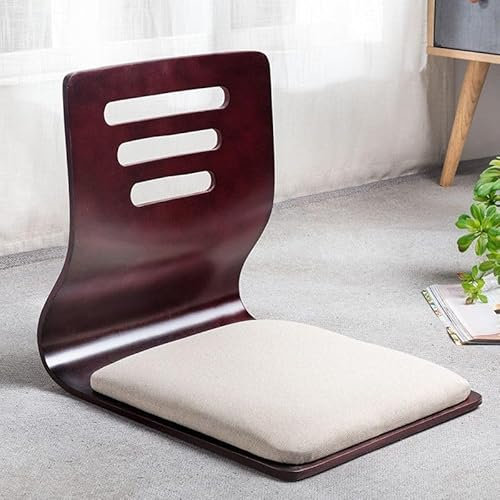 Schlafsaal-Lazy-Sessel, Rückenlehne, japanischer Zimmerstuhl, Wohnzimmerstuhl, japanischer beinloser Stuhl, Erkerfenster-Rückenlehne, Lazy-Sesselkissen, Bodenstuhl, Lazy-Rückenlehne (braun)(R)