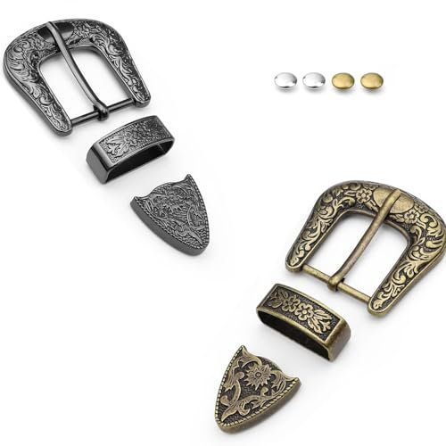 HASLED Gürtelschnallen Set (2 Stück) - Vintage Cowboy Design aus Metalllegierung für Herren & Damen