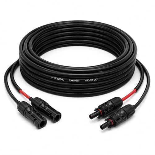 Solarkabel Duplex 19m Set 6mm² H1Z2Z2-K – inkl. MC4 Stecker & Adapter – TÜV zertifiziert – 1500V 30A – UV- & witterungsbeständig – für Solaranlagen, Photovoltaik & Balkonkraftwerke
