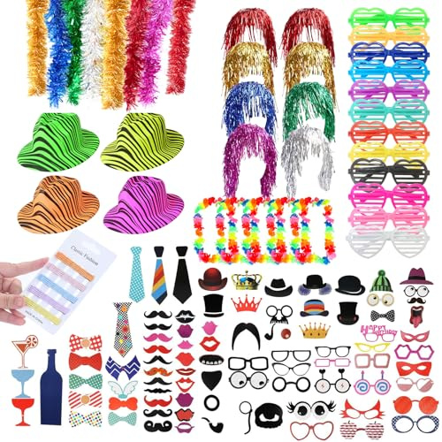 150 piezas de accesorios para decoración de fiesta y fotobox, accesorios para fotobox de boda, set de accesorios para fiestas, accesorios de colores para bodas, cumpleaños, celebraciones
