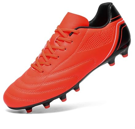 HaloTeam Chaussures de Football Homme Spike Crampons Profession Athlétisme Entrainement Chaussures de Sport,Orange,EU 44