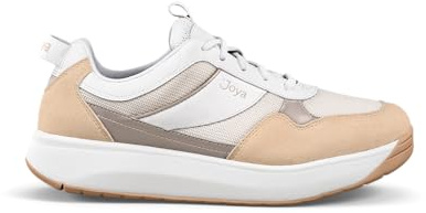 JOYA Alegra beige-White, eleganter Sneaker für Damen aus Veloursleder, Nappaleder und Mesh mit gelenkschonender Senso Sohle, in dezenter Beige-Weiß-Kombi