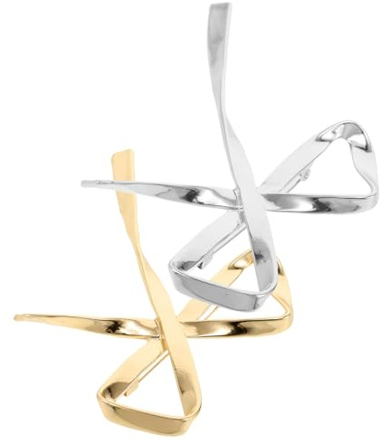 Abaodam 2 Elegante Schleifen Anstecknadeln aus Langlebiger Zinklegierung Funkelnde Kristallbroschen in Gold und Silber für Hemdkragen und Kleider Vielseitiger Damenschmuck für Alltag