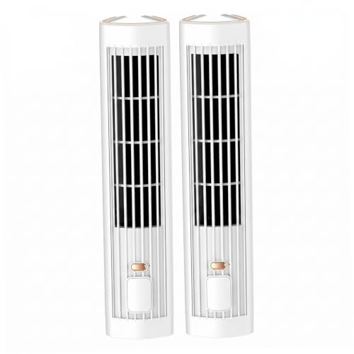 Lot de 2 ventilateurs de tour refroidissement, ventilateur à air froid sur pied et pose, petit climatiseur portable sans pales à 3 vitesses pour la maison/voiture/bureau/camping, blanc, 32, 1