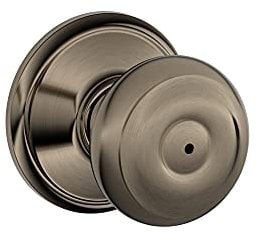 SCHLAGE F40GEO620 Georgian F40 Round Door Knob Lock, Antique Pewter, 1 Pack