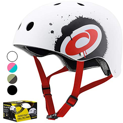 Osprey Bike Helmet | Adjustable Skateboarding, Scooter and BMX High Impact Helmet, Multiple Colours, White