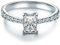 Trilani Damen Verlobungsring 925/- Sterling Silber mit Zirkonia in Brilliantschliff Solitärring Eckig Antragsring Trauring