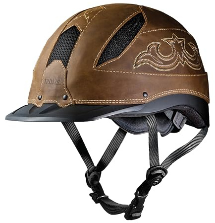 Troxel Cheyenne Rugged Horse Riding Helmet, Low-Profile, Self-Adjustable Design, Safety Horseback Riding Gear, Large (7-1/4 - 7-3/8), Brown