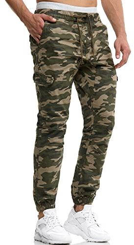 Indicode Uomini Levy Cargo Pants | Pantaloni Cargo in Cotone con 6 Tasche Dired Camouflage M