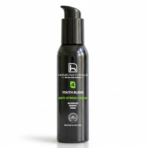Homo Naturals Crema antiarrugas para hombres - Crema facial con ácido hialurónico y bakuchiol - Crema antiedad para hombres - Tratamiento facial rejuvenecedor para hombres - 100 ml