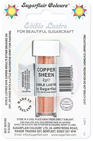 Sugarflair Copper Sheen Edible Lustre Dust, Add a Lustrous Shine to Cakes or Decorations. Brush On or Add Rejuvenator to Create Eye-Catching Edible Paint, Gives Shine to Your Bakes - 2g (Pack of 3)