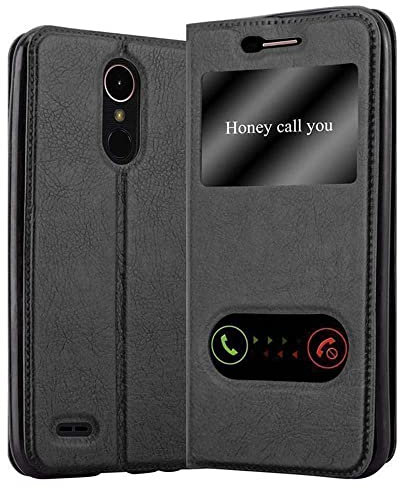 Cadorabo Custodia Libro per LG K10 2017 in Nero COMETA - con Funzione Stand e Chiusura Magnetica - Portafoglio Cover Case Wallet Book Etui Protezione