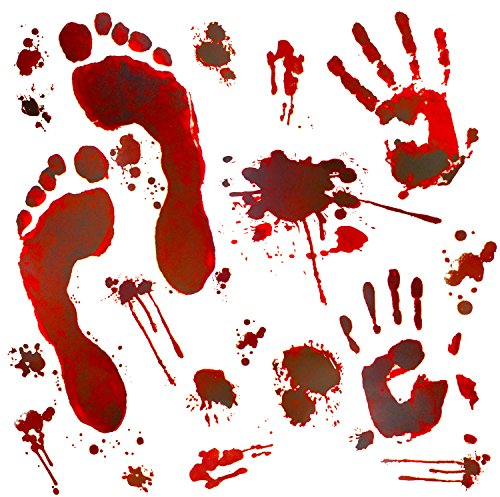 Oblique Unique® Halloween Sticker Aufkleber realistisch große schaurige blutige Handabdrücke Fußabdrücke