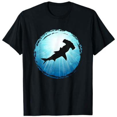 Hammerhai blaues Meer Ozean Tauchen Freitauchen Apnoe T-Shirt