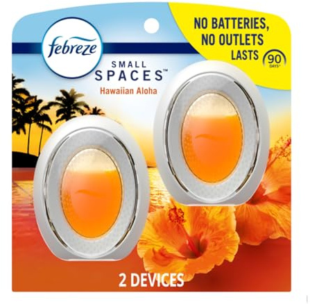 Febreze Small Spaces Air Freshener, Odor-Fighting, Plug In Alternative, Air Fresheners for Home and Bathroom and Kitchen, Closet Air Fresheners, Hawaiian Aloha Scent, 2 Count