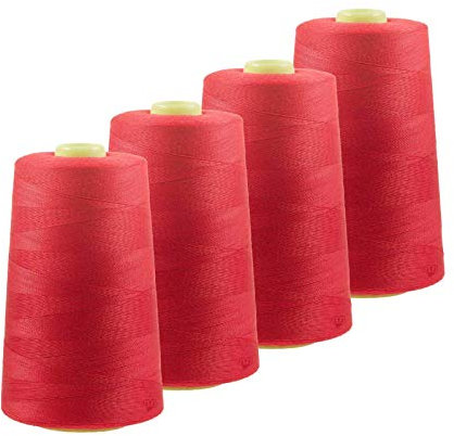 4 x 4572m Qualitäts Overlock-Garn Overlock-Nähgarn Oeko-Tex Farben 541 bis 580, Farbe:A570 hellrot