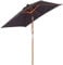 Outsunny 2m x 1.5m Garden Parasol Umbrella with Tilting Sunshade Canopy, Outdoor Market Table Umbrella with Wood and Bamboo Frame, Grey