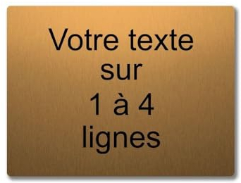 Plaque gravée personnalisée 1 à 4 lignes 20x15cm autocollante Or Brossé