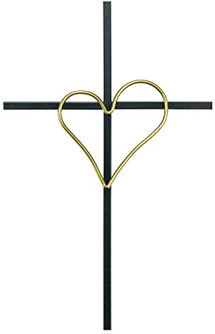 Dicksons Wandkreuz aus Metall, offenes Herz, 19 x 12,5 cm, Schwarz