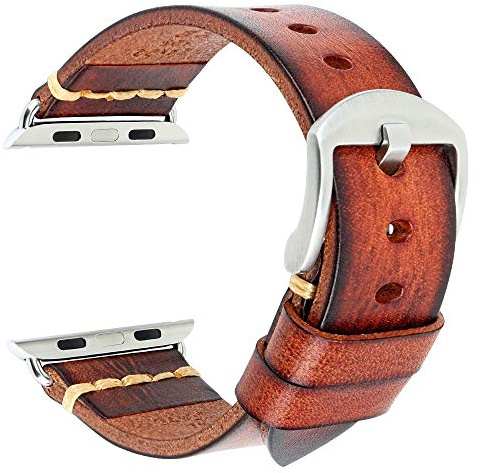 REZERO Correas de Reloj para Apple Watch, Correas para Smartwatch, Cuero Curtido Vegetal, Pulseras de Repuesto para iWatch Serie 9/10/SE/Ultra 46/45/44/42/41/40/38mm