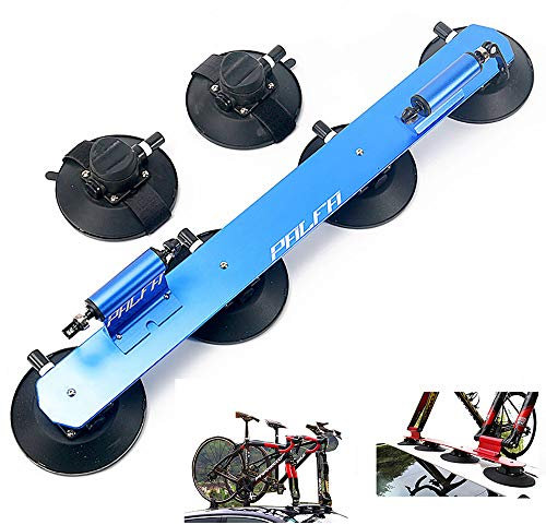 Yajun Portabicicletas con Ventosa Baca Techo para Bicicleta Aluminio Estante De Transporte Montaje Coche Piezas De Bicicleta,Blue-2