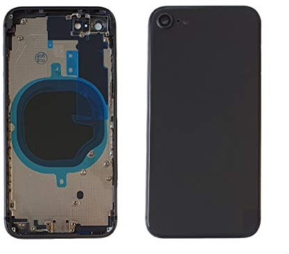 Smartex® Backcover aus Glas + Rahmen kompatibel mit iPhone 8 | Rückseite Cover + Frame (Sapce Grau)