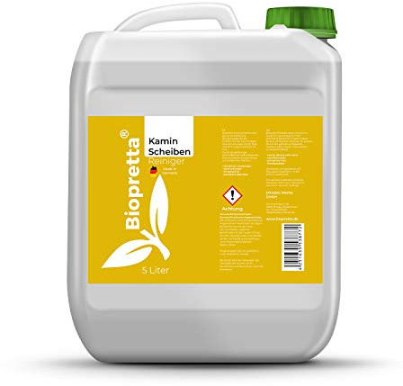 biopretta Kaminscheibenreiniger Kamin Glasreiniger Rußentferner für Kamin-Ofen und Holz-Ofen Aller Art (5000ml)