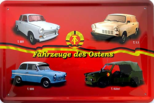 Schild Blechschild 20x30cm gewölbt Trabant Fahrzeuge des Ostens 601 Kübel 500er DDR Trabi