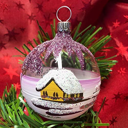 Generisch Christbaumkugel Mini Glas-Kugel Weihnachtskugel Baumbehang Handarbeit Lauscha, : transparent - brombeer