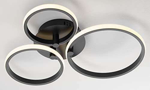 casa NOVA Deckenleuchte LED CIRCLES (DH 50x7 cm) DH 50x7 cm schwarz Deckenleuchte Deckenlampe