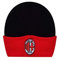 AC Milan Wintermütze mit gesticktem Logo auf der Klappe, Schwarz, Rot, Acryl, Unisex, Erwachsene