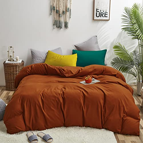 Luxlovery Rostiges Bettwäsche-Set für King-Size-Bett, gebranntes Orange, Karamell-Bettwäsche, einfarbig, rost-orange, Bettwäsche-Set, Queensize-Bett, Rot-Bronze, Bettwäsche für Damen und Herren