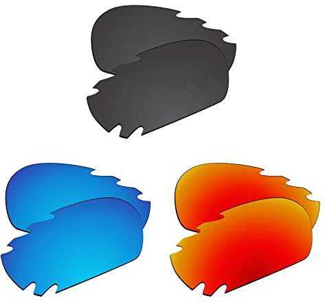 EZReplace Verres de rechange pour lunettes de soleil Oakley Racing Jacket ventilées (verres polarisés), Noir carbone + bleu glacier + rouge feu, Taille unique