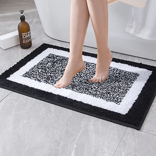 MIULEE Teppich Badematte Mikrofaser rutschfest Badteppich Farbverlauf Dekorativ Badvorleger Absorbent Fußmatte Waschbar Flauschige Duschvorleger Badezimmer Wohnzimmer Schlafzimmer 40x60 cm Schwarz