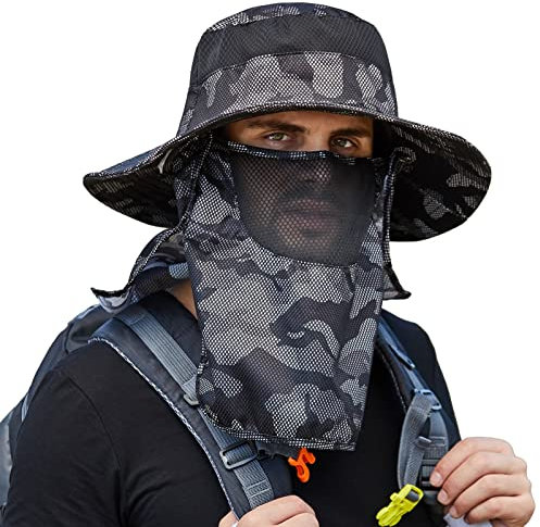 AIEOE Wanderhut Herren Outdoor Wasserdicht Atmungsaktiv Camouflage Sonnenhut UV Schutz Anglerhut Gartenhut Campinghut