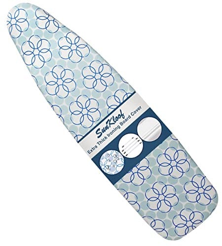 Sunkloof Ironing Board Cover and Pad, Resist Scorching and Staining, 15x54 Reflective Silicone Ironing Board Cover with Thick Padding Extra Thick with Elastic Edges 4 Fasteners