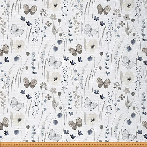 Tela de tapicería de mariposa para sillas, tela floral por el patio, tela decorativa de plantas de animales salvajes, tela decorativa de hojas para interiores y exteriores, tela impermeable para