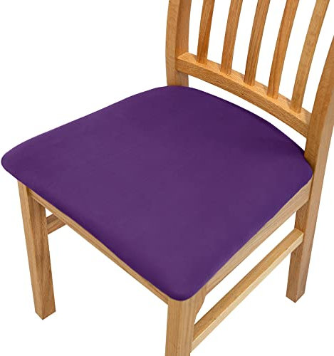 FANSU Coprisedili Sedie da Cucina, Tinta Unita Coprisedie per Sedia 1 2 4 6 Pezzi, Coprisedia Senza Schienale Elasticizzato Antiscivolo Lavabile per Sala da Pranzo (Viola,2 Pezzi)