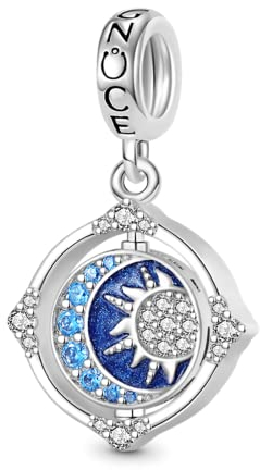 GNOCE Stammbaum Traumfänger Anhänger Charm für Armband 925er Sterlingsilber Mond und Sonne baumelnde Charms Schmuck Geschenk für Frauen (Mond & Sonne)