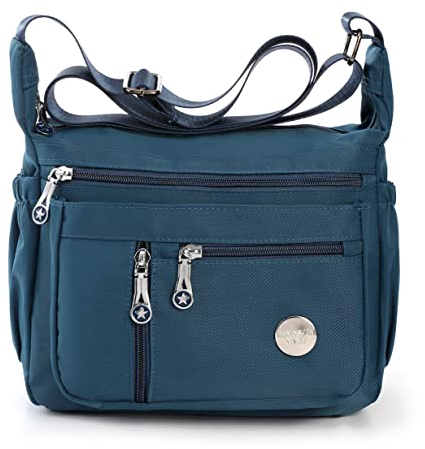 HERCMNOY Damen-Umhängetasche, Umhängetasche, Handtasche, mehrere Taschen, Nylon, Kuriertasche, navy, Exterior Dimensions: 11 L x 8.27 H x 4.33 D