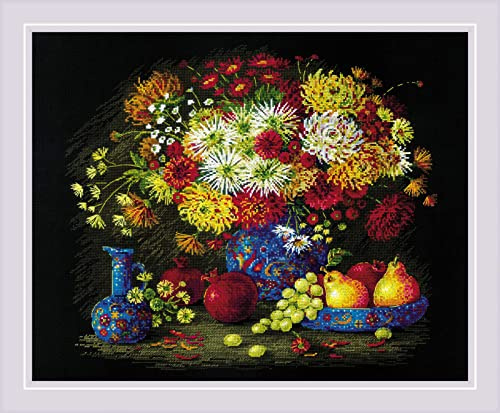 RIOLIS Counted Cross Stitch Kit 19.75X15.75-Still Life With Chrysanthemums (14 Ct)