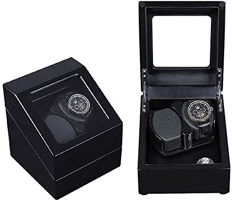 MUSUMI Caja de Reloj Soporte de Reloj mecánico único Balancín automático Caja de bobinado Giratorio Reloj de Cuerda Caja única Moda basculante (D)