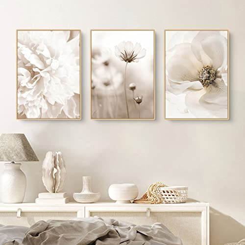 Sarah Duke Lot de 3 posters, beiges, tableaux muraux modernes, style bohème, herbe de la pampa, vintage, impressions sur toile, pour salon, sans cadre, 30 x 40 cm